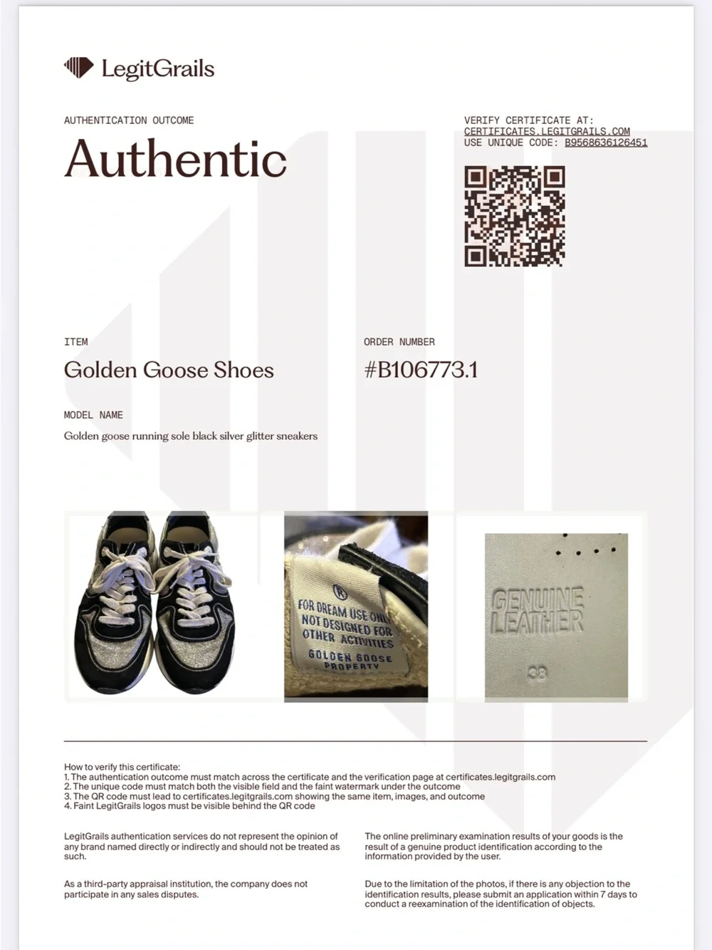 Golden Goose Running Sneakers BLK/SIL Glitter Lived-In/Distressed Luxe Sz 38 / 8